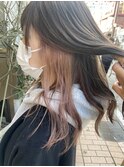 インナーカラー×ピンクベージュ