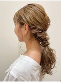 編みおろし　ヘアセット　結婚式参列