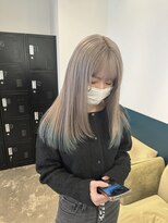 ヘアーブレイス(hair brace) ブリーチ2回ホワイトグレージュ＋裾カラー