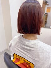 コニー アンド リリー(conne&riri) 【お客様スタイル】レッド×チェリーレッド×パッツンボブ