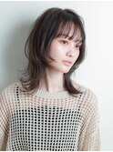 ミディアム顔周りレイヤーウルフレイヤー似合わせ小顔カット