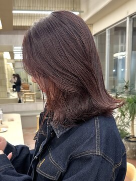 パークレーン アイス イヴェン(park lane ICI yeven) ブリーチなしダブルカラーピンクボルドー暖色レイヤーボブ