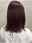 ホワイトグレージュミニウルフチェリーブラウンデジタルパーマ