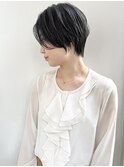 グレージュカラー/ボブウルフ/黒髪/ココアベージュ/40代/50代 b