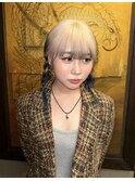 ブリーチ/インナーカラー/ホワイトベージュ/韓国ヘア/原宿/20代
