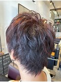 赤メッシュショートウルフ