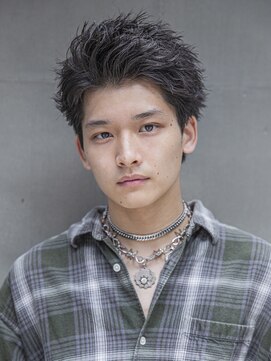 シティ(CITY) フェザーパーマブルーブラックサーフカールスパイキーショート