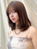 バイオレット 表参道店(Violet)&nbsp;前髪顔まわり小顔似合わせミディアムレイヤーブラウンカラー