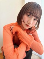 トリッカ シブヤ(TRICCA SHIBUYA)&nbsp;外ハネボブ/シースルーバング/暖色オレンジ/透明感カラー