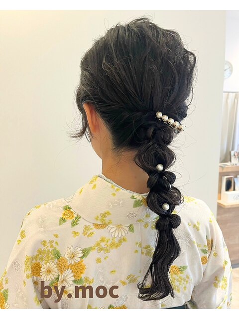 ヘアアレンジ　ヘアセット　着物ヘア