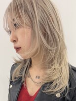 ケンジ 横浜(KENJE)&nbsp;ウルフレイヤー/ハイトーンベージュ/ダブルカラー/ブリーチ/横浜