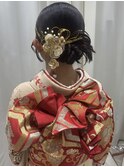振袖/振袖ヘア/カチモリヘア/カチモリシニヨン/金箔/成人式