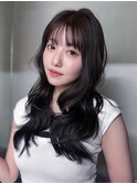 顔周りレイヤーロングフェイスフレーミングおくれ毛_F0991