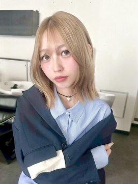 ヒビヲ 天神警固(HIBIO) 顔周りレイヤーカットダブルカラーケアブリーチレイヤーボブ