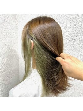 アジールヘア 所沢プロペ通り店(agir hair) インナーグリーンカラー10代20代30代インナーカラー