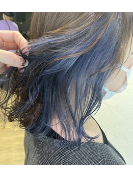 エヌプラス(N+) ダークアッシュ　インナーカラー くすみブルー