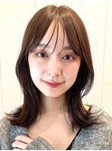 くびれミディアム/大人可愛い/シースルーバング/小顔カット/