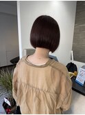☆ボルドーカラー☆ボブ☆ショートボブ☆まとまるボブ☆久留米☆