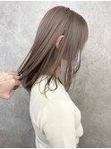 韓国ヘア顔周りレイヤー暗めミルクティーベージュグレージュ