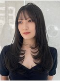 ハイライトカラーミルクティーベージュレイヤーカット