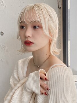 エトラ 渋谷店(etora) 前髪 外ハネボブ イメチェン 美髪 ホワイトブロンド"