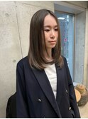 斜めバング/グレージュカラー/デザインカラー/シルキーベージュ