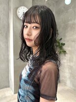 テトヘアー(teto hair)&nbsp;ミディアムウェーブパーマ　ニュアンスゆるめ　くるくる　黒髪