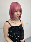 ピンク ブリーチ2回 ピンクラベンダー ハイトーンボブ