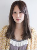 栗色アッシュベージュ大人カジュアルラフニュアンスツヤ感ロング