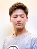 ゆるパーマ＋ツーブロックアップバングショート 刈り上げ