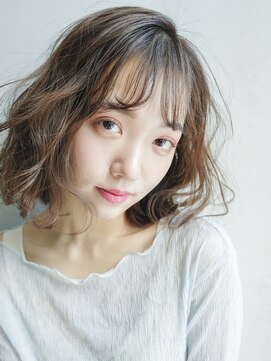 アルバム 銀座(ALBUM GINZA) ふわボブ_ウェーブパーマフォギーベージュ耳かけ_87323