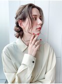 編み込み風アレンジ_アースカラーくびれヘアツートン_9126