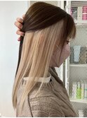 斜めバンググレージュカラーデザインカラーシルキーベージュ