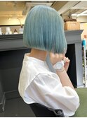 ダブルカラー/水色カラー/ケアブリーチ/派手髪［渋谷］