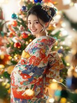 アプリコットオレンジハイライトカラーサーフカール夏くびれヘア