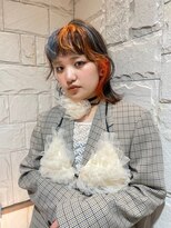ソレイユトウキョウシブヤ(SOLEIL TOKYO shibuya)&nbsp;ミディアムワイドバング外ハネボブ個性派ブリーチデザインカラー
