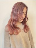 sakura pink◎ブリーチ毛先と新生毛をワンカラーで繋げました！