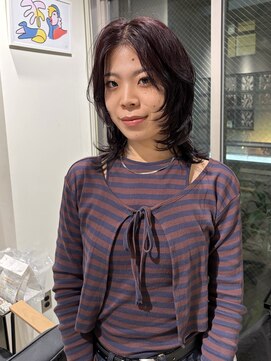 ノル 栄矢場町(nol) ワインレッド×ミディアムウルフレイヤー