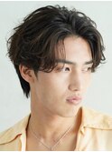 センターパートニュアンスパーマフェザーパーマコンマヘアウルフ