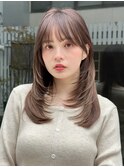 イメチェンレイヤーカットミディアムヘア美髪韓国ヘアブラウン