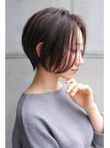 大人可愛い20代30代40代黒髪前下がりショートボブ丸みショート◎