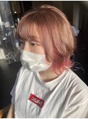 マッシュウルフ/インナーカラー/ピンク