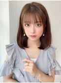 大人可愛い 小顔ボブ ひし形シルエット グレージュ くすみブルー
