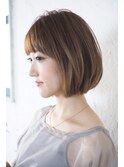 小顔ミニボブ前髪ありベージュ/ショートボブ20代30代40代錦糸町b