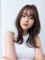 20代30代大人可愛い斜めバング/レイヤーカットシルキーベージュ
