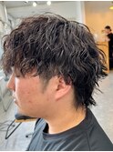 波巻きスパイラルパーマウルフカットツイストパーマメンズパーマ