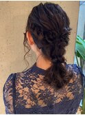 大人ガーリー　編み下ろし　ドレスヘアセット　二次会　結婚式