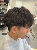 波巻きパーマメンズパーマメンズヘアツーブロックツイストパーマ