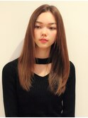 似合わせくびれ小顔カットネビージュワンレンひし形ボブルフ黒髪