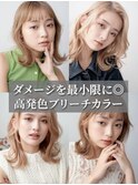 洗練大人美人高発色ケアブリーチベージュピンクボブミニウルフ
